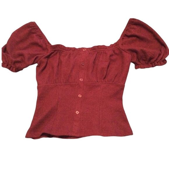 FRANCESCA’S Mi Ami Button Down Off the Shoulder Top Size Small - Picture 1 of 4